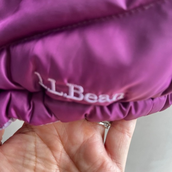 Women's L.L. Bean Reversible Purple Down Puffer Jacket Lightweight Coat Winter - Picture 9 of 11